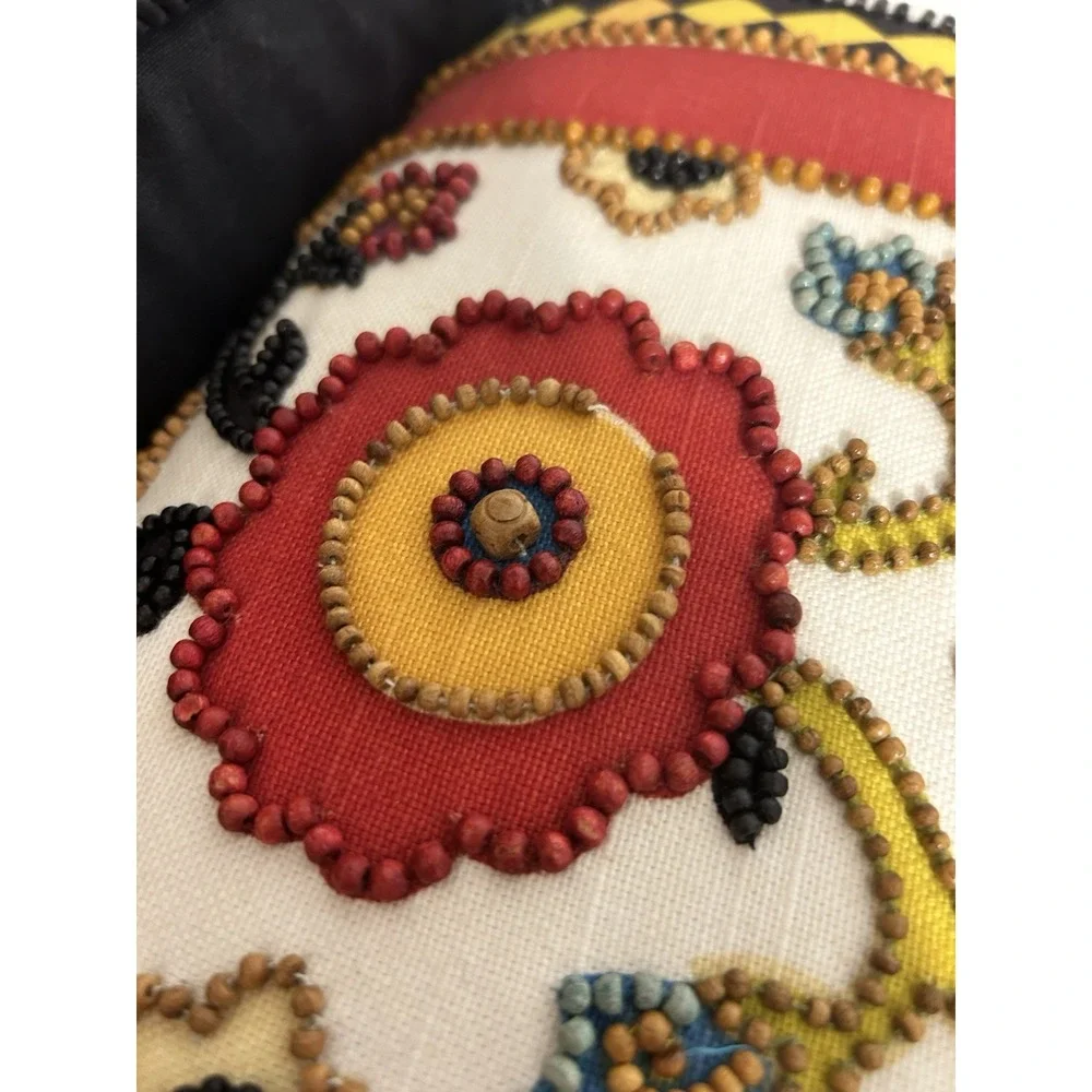 Dransfield & Ross decorative Throw Pillow India/Elephant/Flower Beaded. Use cond